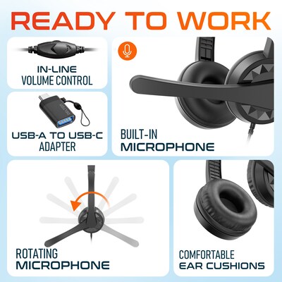 Delton 12Y Noise-Canceling Stereo On-Ear Headset, USB Type-A (DWH12YAC)