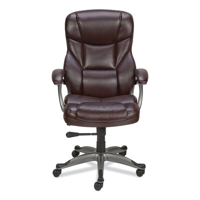 Alera® Birns Series Fixed Arm Leather Task Chair, Brown (ALEBN41B59)