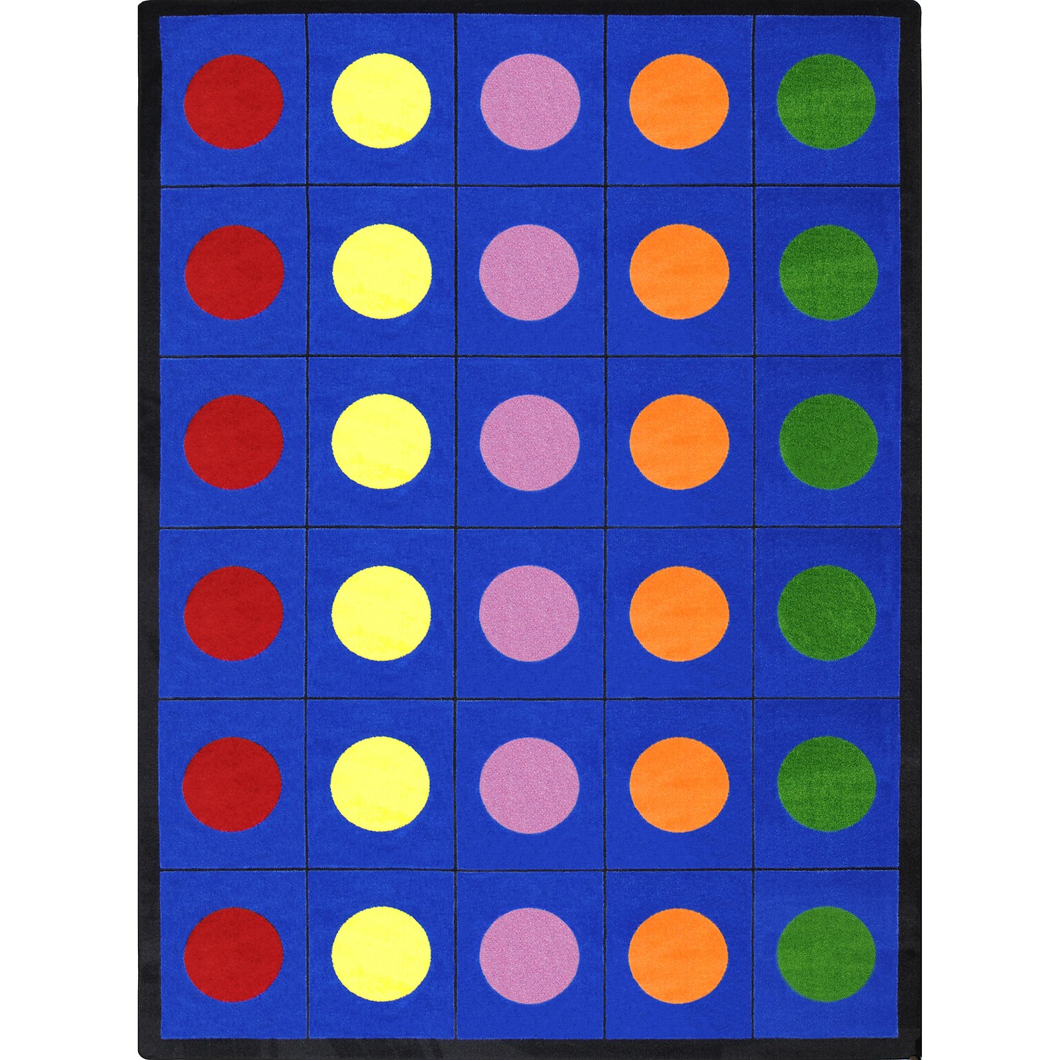 Joy Carpets Lots of Dots Nylon 78 x 109 Machine Tufted Rug, Multicolored (1430D-01)