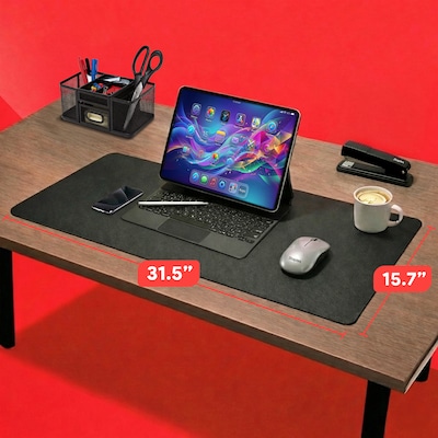 Staples TECH Anti-Slip Fabric Desk Pad, 31.5" x 15.7", Black (ST62543)
