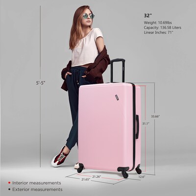 DUKAP Discovery 33.66" Hardside Suitcase, 4-Wheeled Spinner, TSA Checkpoint Friendly, Silver (DKDIS00XL-SIL)