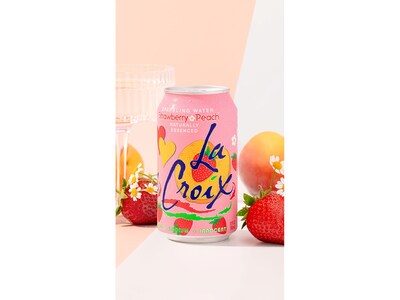 Lacroix Strawberry Peach Flavored Sparkling Seltzer Water, 12 fl. oz., 12 Cans/Pack, 2 Packs/Box (15021880)