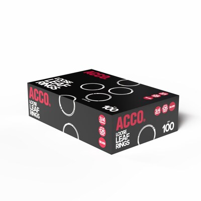 ACCO Book Rings, Silver, 100/Box (A7072201)