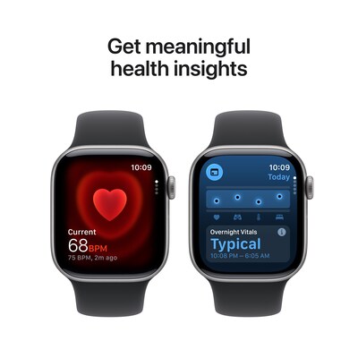 Apple Watch Series 11 GPS + Cellular Smartwatch, 42mm, Space Gray Aluminum Case with Black Sport Band, Medium/Large (MF8C4LW/A)