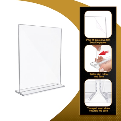 Azar Document Holder, Desktop/Countertop, Bottom Loading, Clear Acrylic, 3/Pack (100430-3PK)