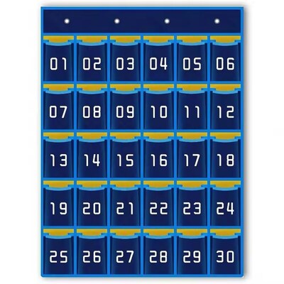 Kore Design Hanging Cell Phone Pocket Storage Classroom Organizer, 31.9 x 26.4, Blue/Yellow (KD-PS