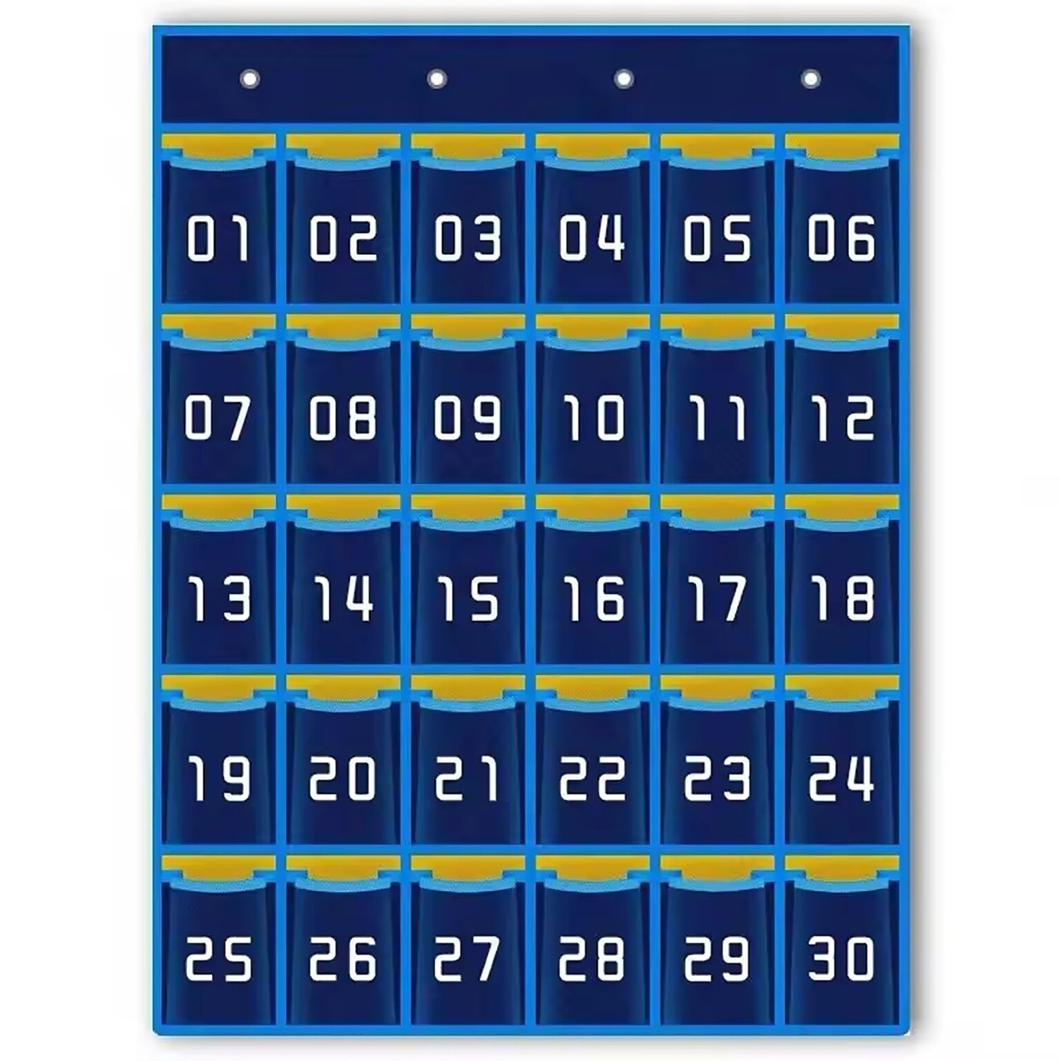 Kore Design Hanging Cell Phone Pocket Storage Classroom Organizer, 31.9 x 26.4, Blue/Yellow (KD-PS3014)