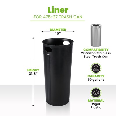 Alpine Industries 475 Series 27 Gallon Rigid Bin Liner, 31.5" x 15" x 15" (ALP475-27-L)