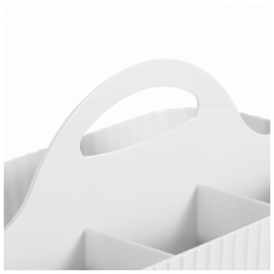 mDesign 4-Section Plastic Desktop Caddy Organizer with Handle, White (26054)