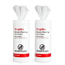 Staples Screen Cleaning Wipes, 100/Tub, 2 /Pack (ST61848)