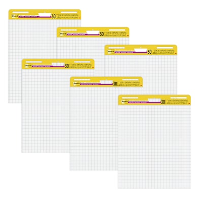 Post-it Super Sticky Wall Easel Pad, 25 x 30, Grid Lined, 30 Sheets/Pad, 6 Pads/Pack (560 VAD 6PK)