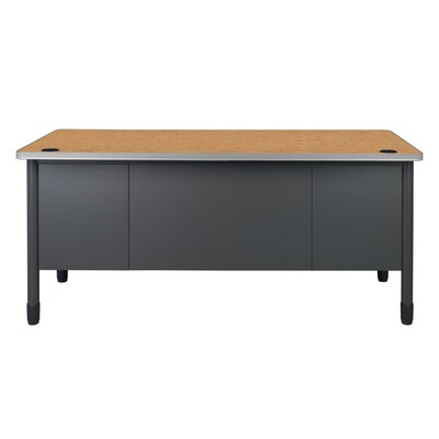 Regency Mesa Steel Double Pedestal Teacher's Office Desk w/ Center Drawer, 60" x 30", Medium Oak (66266DPCDMO)
