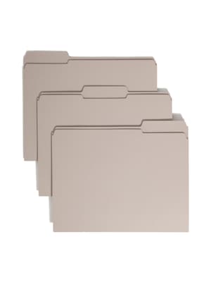 Smead Reinforced File Folder, 3 Tab, Letter Size, Gray, 100/Box (12334)