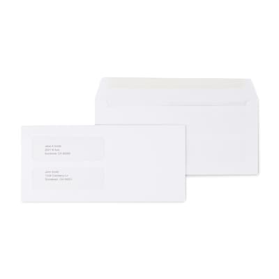 Staples Laser Forms Gummed Double-Window Business Envelopes, 4 1/5 x 9, Wove White, 500/Box (47394