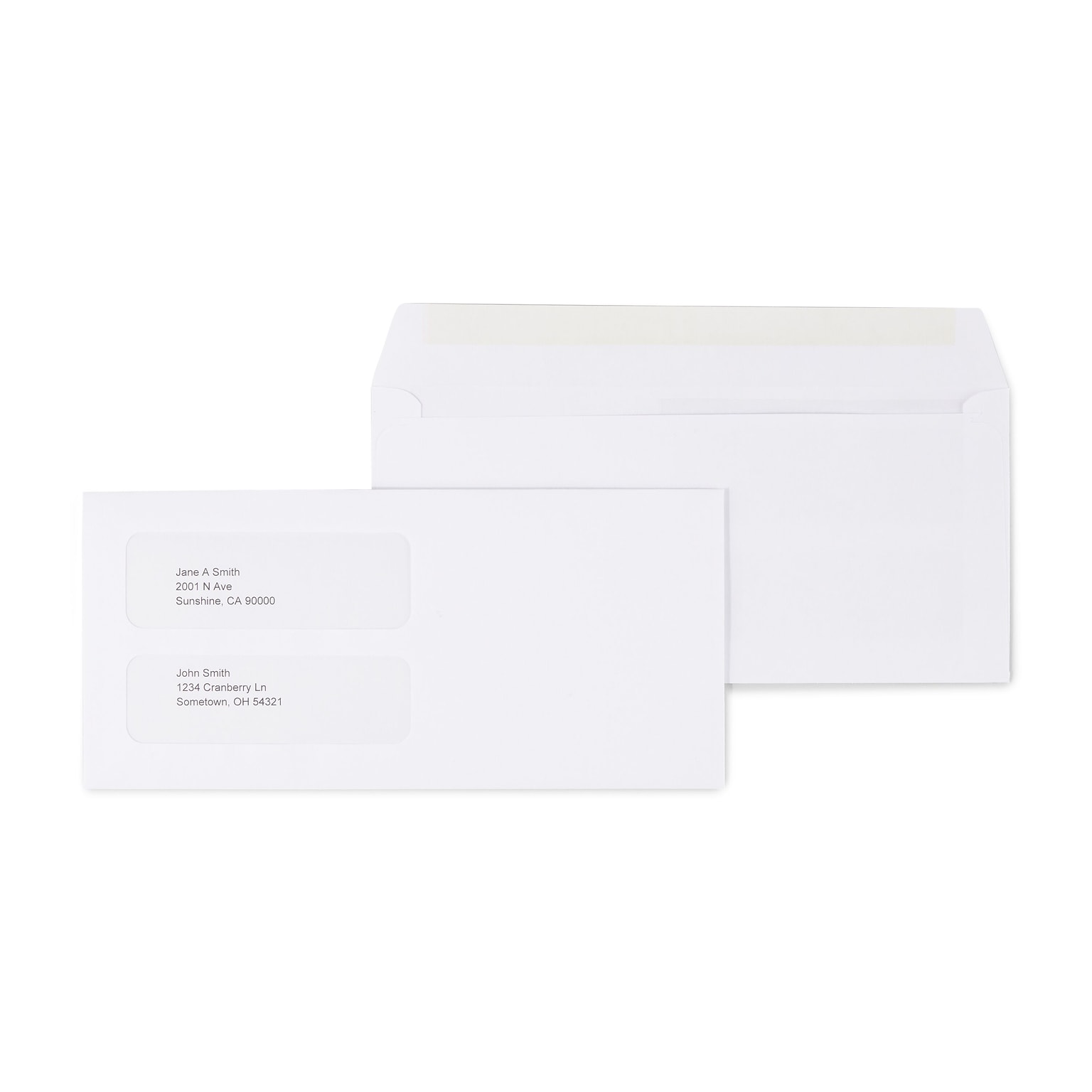 Staples Laser Forms Gummed Double-Window Business Envelopes, 4 1/5 x 9, Wove White, 500/Box (473949/19049)