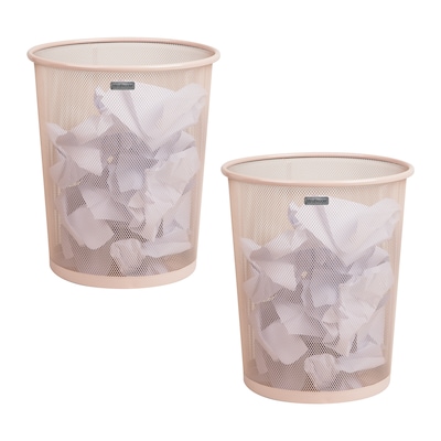 Mind Reader Metal Mesh Trash Can Without Lid, 4.4 Gallon, Pink, 2/Pack (2CIRGA-PNK)