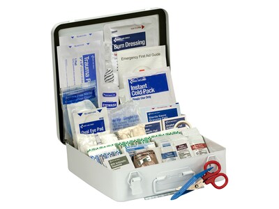 First Aid Only Metal First Aid Kit, ANSI A/ANSI 2021, 50 People, 184 Pieces, White (91328)