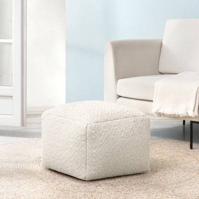 Anji Mountain Cherokee Ivory Fabric Rectangular Pouf Ottoman (AMBPF153-2014)