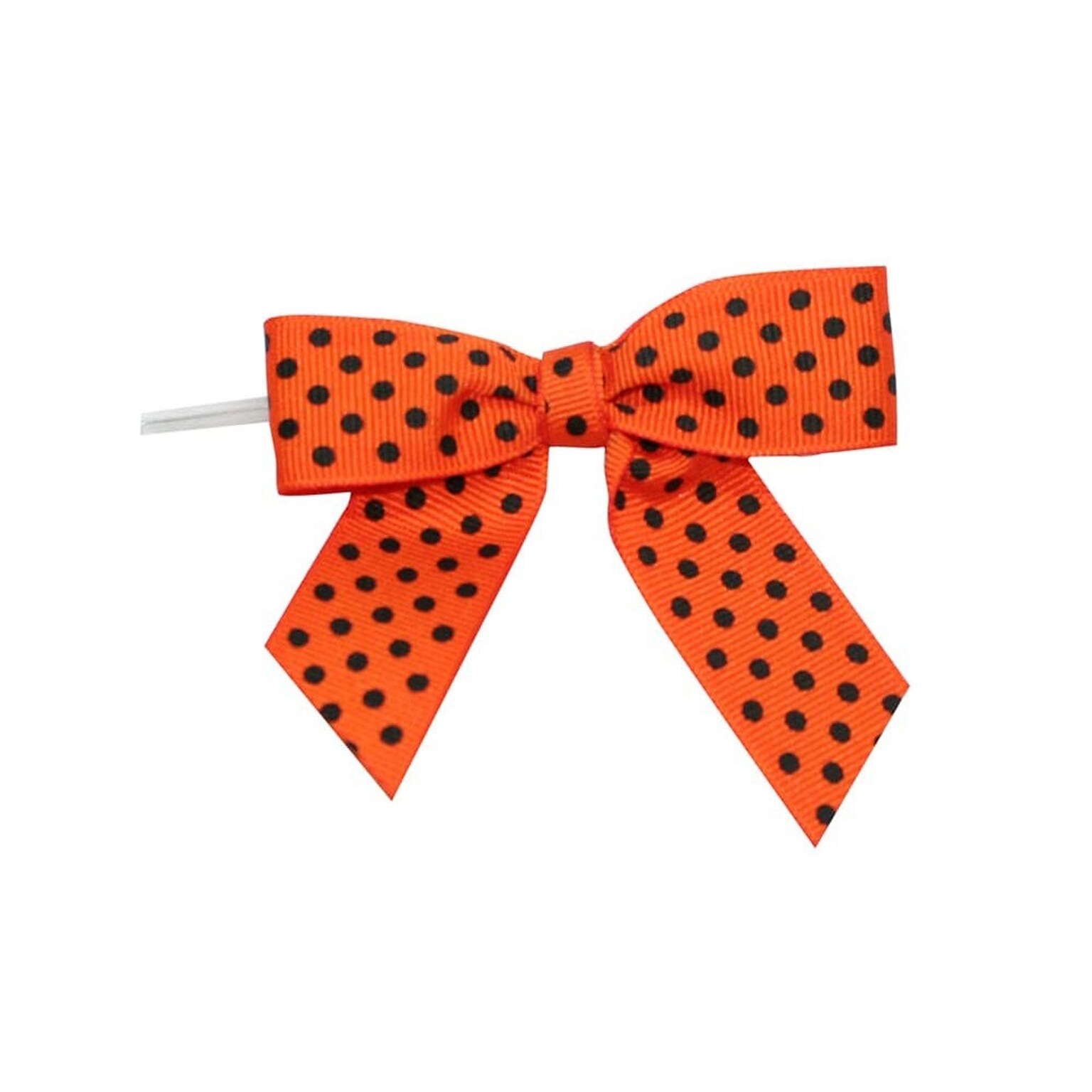 JAM Paper Grosgrain Bows, Orange with Black Polka Dots, 100/Pack (52640349349)