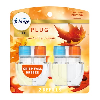 Febreze Luxe Plug Air Freshener Warmer Refill, Crisp Fall Breeze Scent, 0.87 fl. oz., 2/Pack (13891)