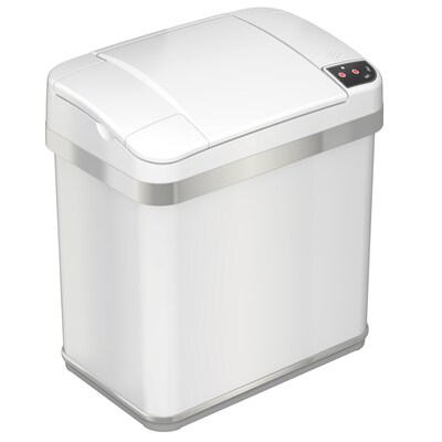 halo Stainless Steel Rectangular Sensor Trash Can with AbsorbX Odor Control System and Fragrance, White, 2.5 Gal. (SC02SW)