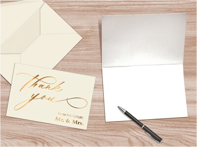 Better Office Engagement Thank You Cards with Envelopes, 4" x 6", Ivory/Gold, 50/Pack (64643-50PK)