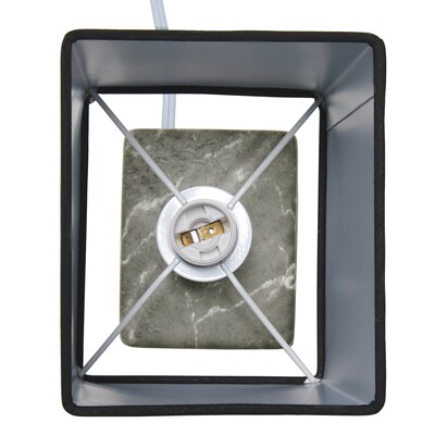 Simple Designs Petite Marbled Ceramic Table Lamp Fabric Shade, Black with Black Shade (LT2071-BOB)