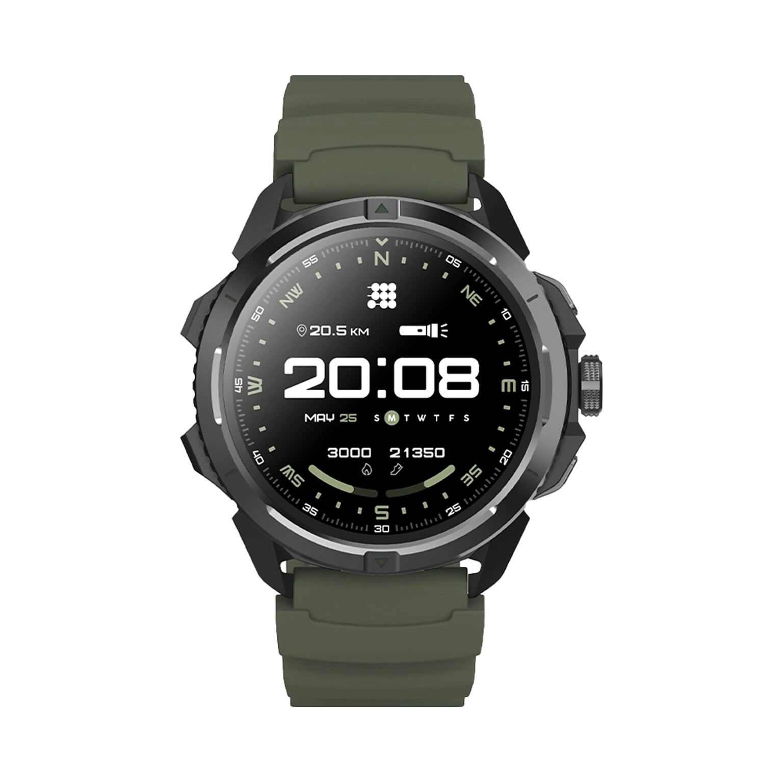 Cubitt Terra Smart Watch, Dual-Band GPS,  37.59mm, Military Green, Silicone Band (CT-TERRA3)