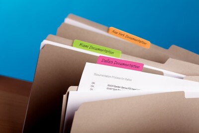 Post-it® Durable Filing Tabs, 2" Wide, Assorted Colors, 24 Tabs/Pack (686PWAV)