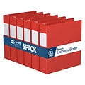 Davis Group Premium Economy 2 3-Ring Non-View Binders, D-Ring, Red, 6/Pack (2304-03-06)