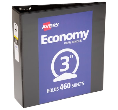 Avery 3 3-Ring View Binders, Black (5740)