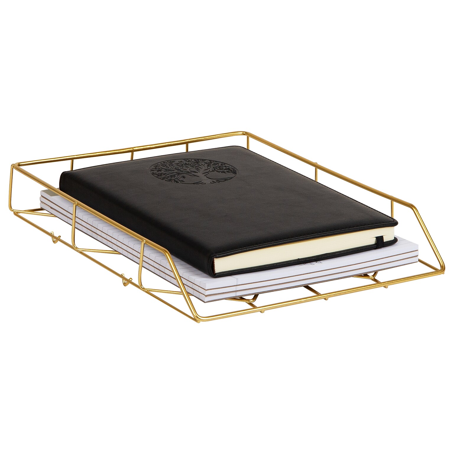 Mind Reader Metal Front Loading Letter Tray, Letter/Legal Size, Gold (PTRAY-GLD)