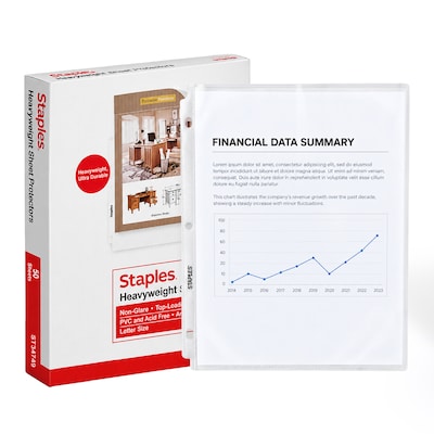 Staples Heavyweight Sheet Protectors – Clear Page Protectors for Binders, Durable Protection, 50-Pack