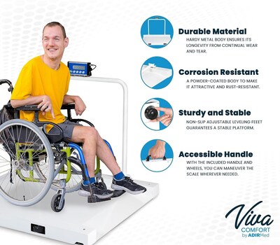 Viva Comfort ME904 Wheelchair Scale, White, 1100 lbs. Capacity, White (ADI904-03-MK)