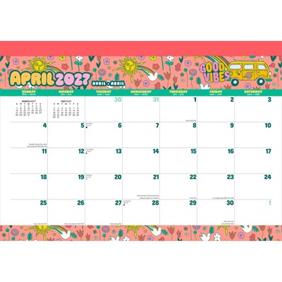 2026-2027 Plato Good Vibes 14" x 10" Academic Monthly Desk Pad Calendar (9798330709199)