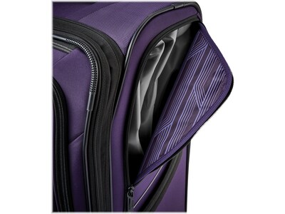 American Tourister Zoom Turbo Polyester 4-Wheel Spinner Luggage, Purple (131400-1717)