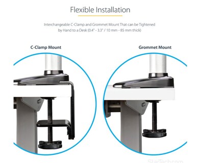 StarTech Adjustable Desk Mount Laptop Arm for 34" Monitor, Black/Silver (ARMUNONB1)