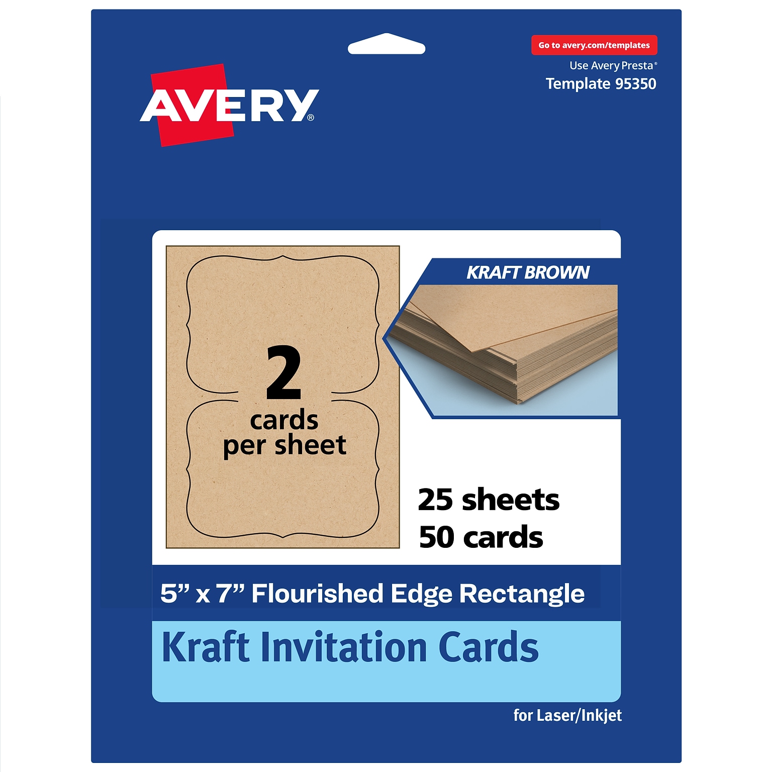 Avery Matte General Use Blank Cards, Kraft Brown, 50/Pack (95350)