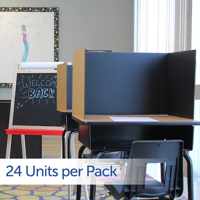 Flipside 48"W Study Carrels, Black, 24/Pack (61867-24)