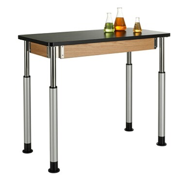 Diversified Woodcrafts Uplift! Hybrid ADA Rectangular Science Table, 60" x 24", Height Adjustable, Black/Oak (P8602K)