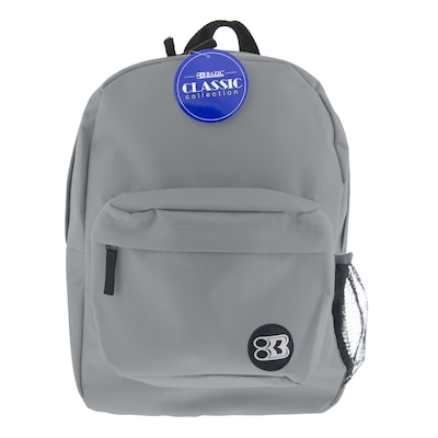 Bazic Classic Kids Laptop Compatible Backpack, Medium, Gray, 2/Bundle (BAZ1061-2)