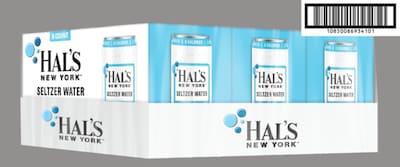 Hal's New York Original Sparkling Seltzer Water, 12 oz., 24 Cans/Carton (695501