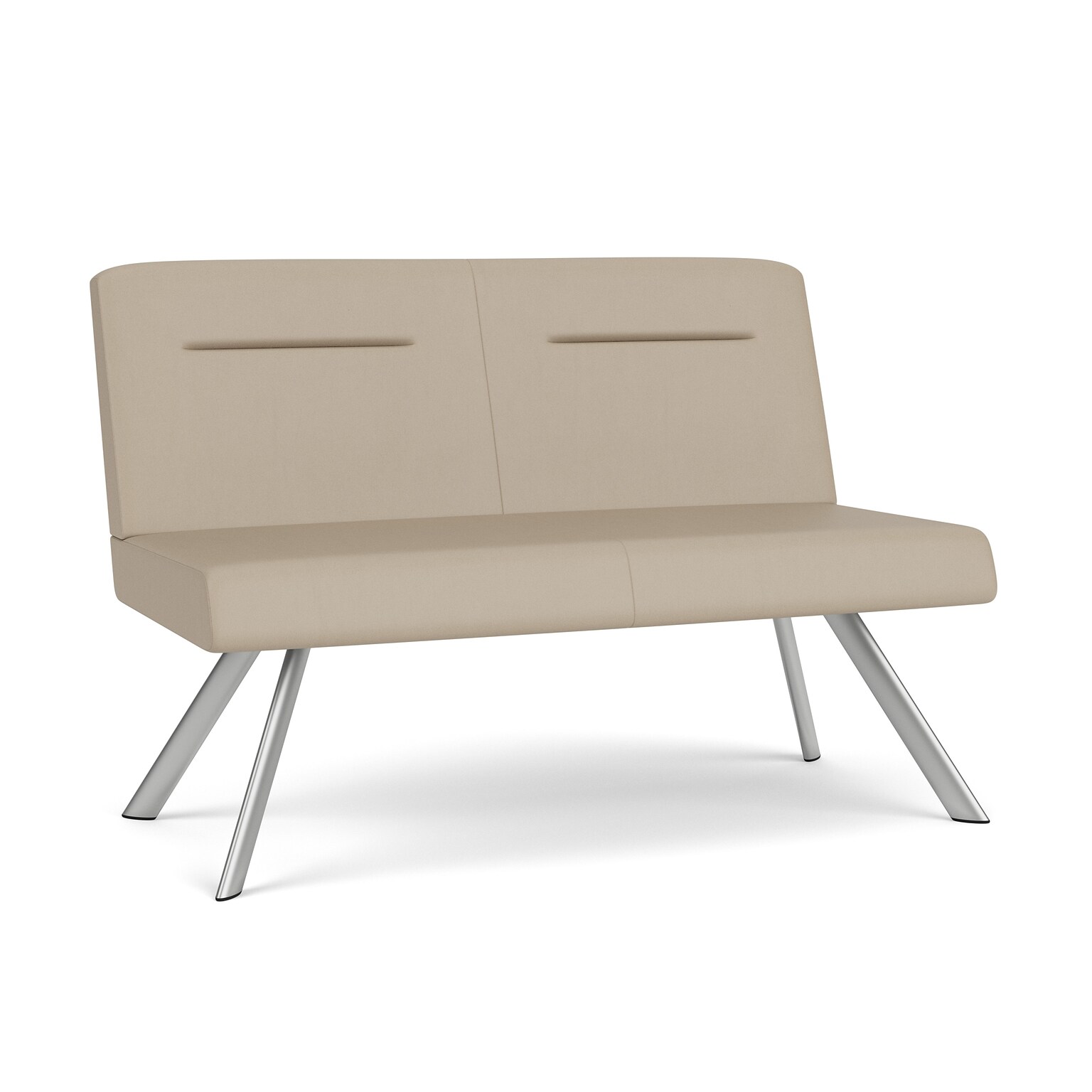 Mystic Lounge Lounge Reception Armless Loveseat, Silver Steel Frame (WL1502.SSV-02PPCN.03PPCN)