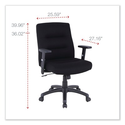 Alera® Kësson Series Height Adjustable Arm Fabric Swivel Computer and Desk Chair, Black (12010-03B)