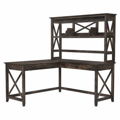 Bush Furniture Key West 60 L-Shaped Desk, Dark Gray Hickory (KWS048GH)