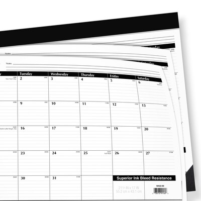 2026 AT-A-GLANCE 21.75 x 17 Monthly Desk Pad Calendar, White/Black (SK22-00-26)