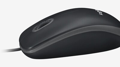 Logitech B100 Wired Ambidextrous Optical USB Mouse, Black (910-001439)