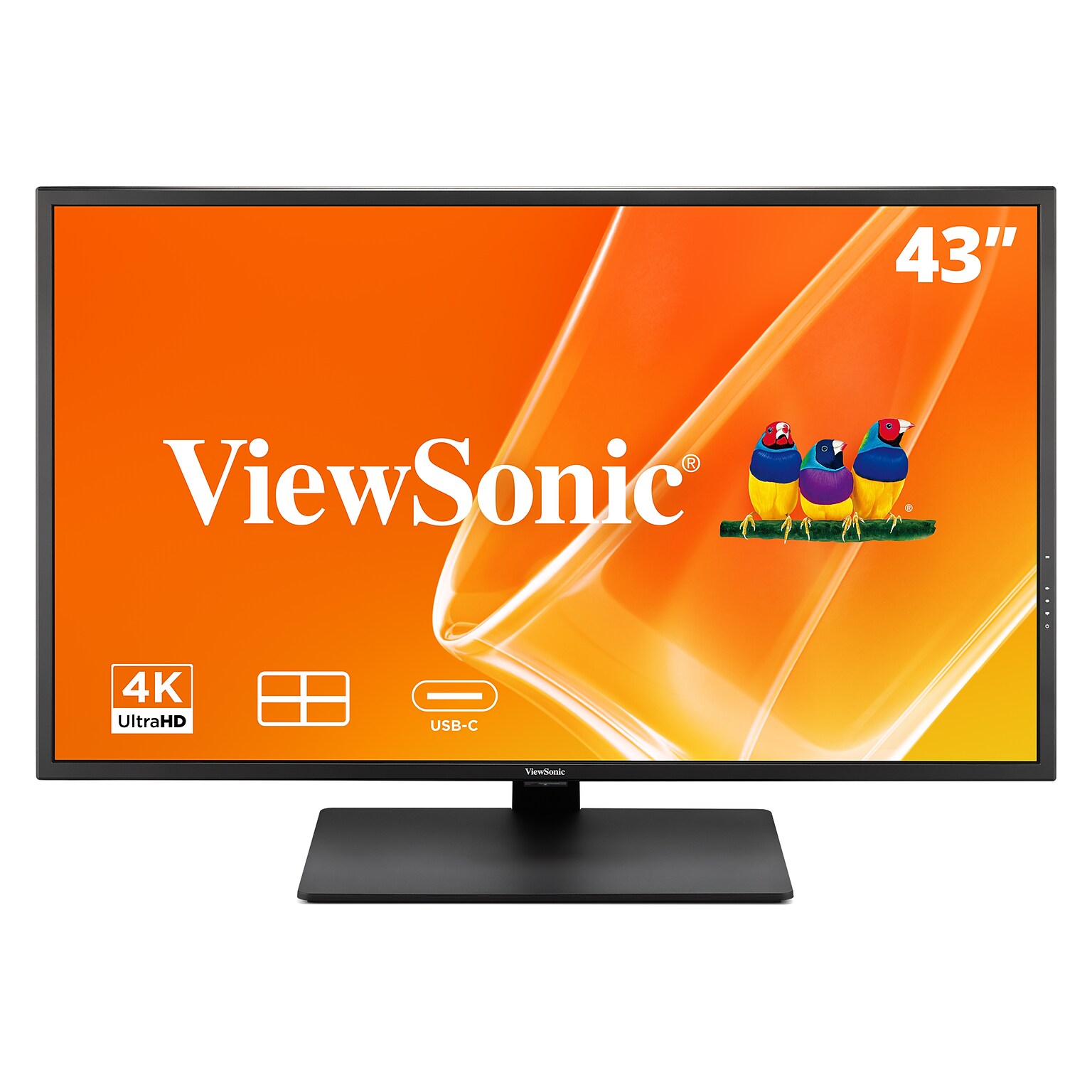 ViewSonic 43 4K UHD 60Hz LCD Business Monitor, Built-In Speakers, Black (VX4381U-4K)