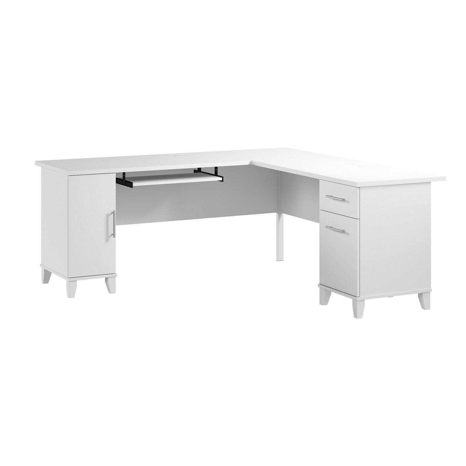 Bush Home Somerset 72W L Shaped Office Desk with Storage, White (WC81910K)