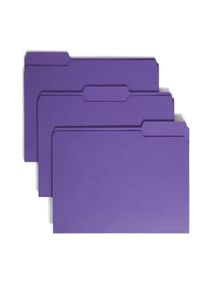 Smead File Folder, 1/3-Cut Tab, Letter Size, Purple, 100/Box (13043)